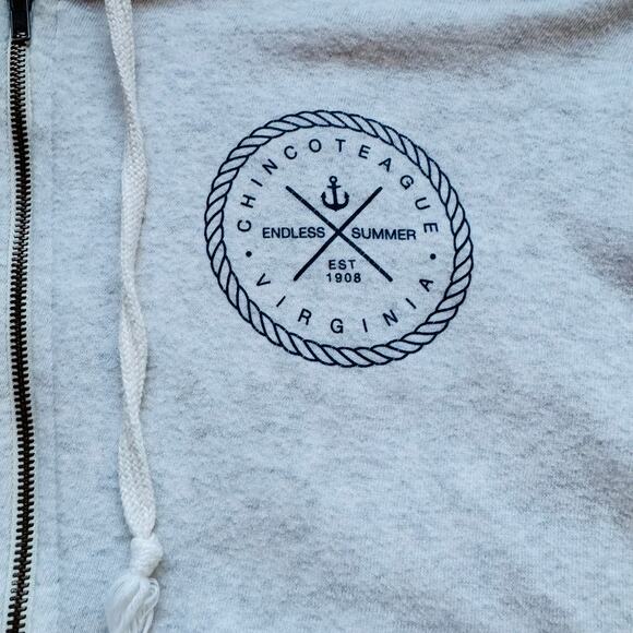 Ocean Drive Chincoteague Virginia Summer Oatmeal Oversized Full Zip Hoodie Large - Picture 2 of 7